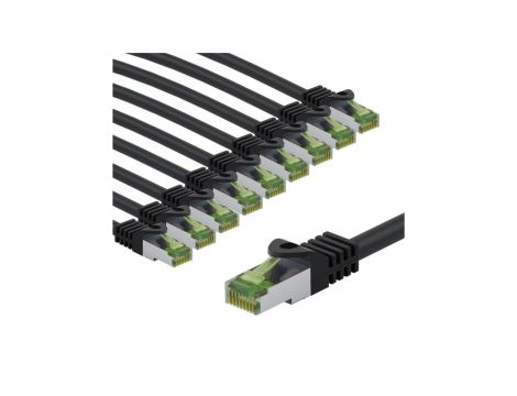 Kabel krosowy CAT 8.1 z certyfikatem GHMT, S/FTP (PiMF), 1 m, szary, zestaw 10 - Długość kabla 1 m