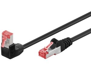 CAT 6Kabel łączący 1x 90 pod kątem,S/FTP (PiMF), Czarny - Długość kabla 5 m
