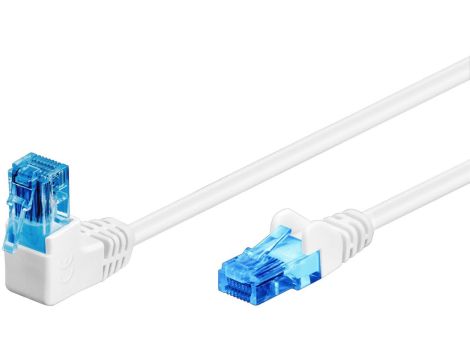 CAT 6AKabel łączący 1x 90 pod kątem,U/UTP, Biały - Długość kabla 1 m
