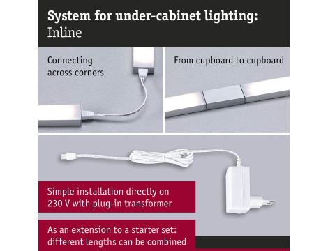 Zestaw przedłużający opraw podszafkowych czujnik zbliżeniowy LED Tunable White 2x4W 350x26mm 2x350lm 24V chrom mat / aluminium - 6