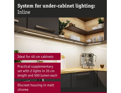 Zestaw przedłużający opraw podszafkowych czujnik zbliżeniowy LED Tunable White 2x4W 350x26mm 2x350lm 24V chrom mat / aluminium - 7