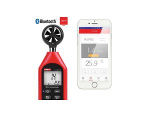 Ręczny mini anemometr z termometrem i maks./min, wbudowany Bluetooth termoanemometr UT-363-BT