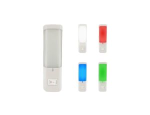 Lampka wtykowa prostokątna, 0,4W, 25lm, IP20, DORA biała (kolor diod losowy: biały/niebieski/zielony/czerwony) HOROZ