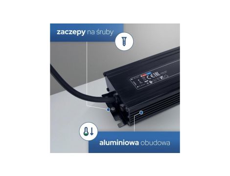 Zasilacz LED hermetyczny SLIM wodoodporny IP67 12V 17A 200W VESTA-200HOROZ