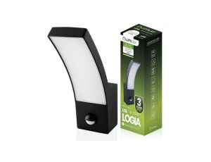 Lampa Elewacyjna LED Zewnętrzna Ścienna Czarna Kinkiet Ogrodowy 10W 4000K IP44 Czujnik Ruchu LOGIA LUMILED