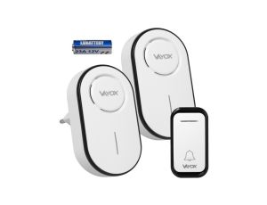 Dzwonek bezprzewodowy 110-240V / przycisk na baterie 23A12V biały VA0406 Vayox