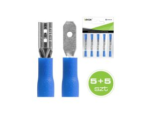 Konektor izolowany płaski 2.8mm (męskie 5szt + żeńskie 5szt) niebieski VDD-2.8B Vayox