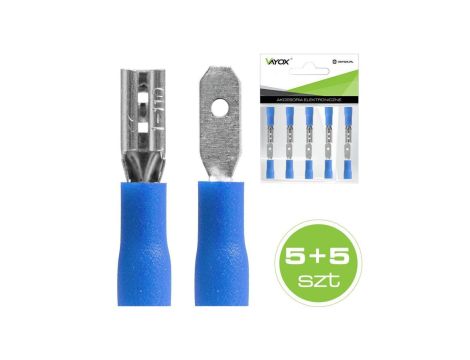 Konektor izolowany płaski 2.8mm (męskie 5szt + żeńskie 5szt) niebieski VDD-2.8B Vayox
