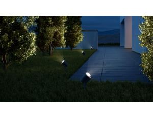 Zestaw 2x oprawa ogrodowa wbijana SPOT GARDEN 24V  LED nightmatic 7,84W 363lm 1800-4000K RGBWW  IP65  IK03 antracyt / aluminium plus zasilacz 35W plus przewód plus trójnik - image 2