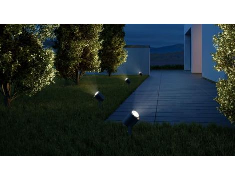 Zestaw 2x oprawa ogrodowa wbijana SPOT GARDEN 24V  LED nightmatic 7,84W 363lm 1800-4000K RGBWW  IP65  IK03 antracyt / aluminium plus zasilacz 35W plus przewód plus trójnik - 2