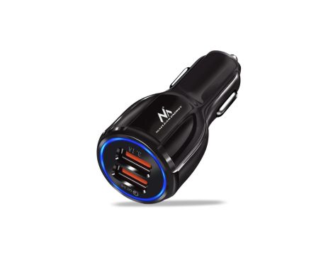 MCE478 B 2-gniazdowa ładowarka USB 1zapalniczka samochodowa Quick Charge 3.0