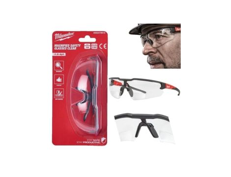 Okulary ochronne bezbarwne robocze z soczewkami powiększającymi +1,5 MILWAUKEE