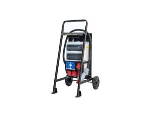 Rozdzielnica budowlana ERB z oświetleniem, na stojaku z kołami, z licznikiem, IP54, gniazda: 2x CEE 32A, 2x CEE 16A, 4x GS 230V,