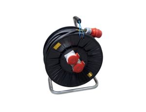 IP44 2xCEE 32A 5P 400V, 50m Przedłużacz budowlany siłowy na bębnie, H07RN-F 5x4mm2 PARTNERSITE 17048
