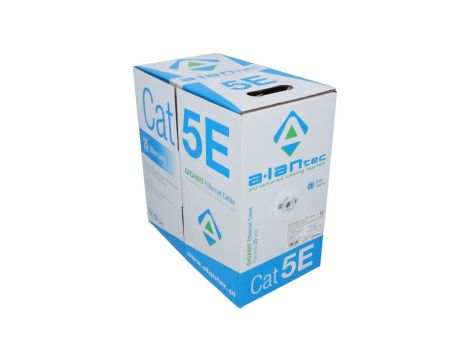 Kabel sieciowy U/UTP kat.5e skrętka 4x2x0,51mm wewnętrzny B2ca bezhalogenowy LSOH szary Alantec /305m/