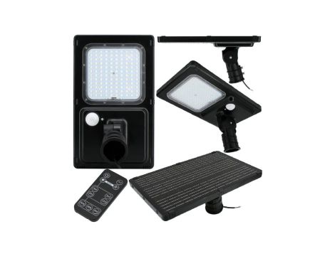 Oprawa, lampa hybrydowa uliczna LED 40W 6600lm barwa 3000K ciepła / 4000K neutralna IP65 czarna czujnik PIR LUXMENA
