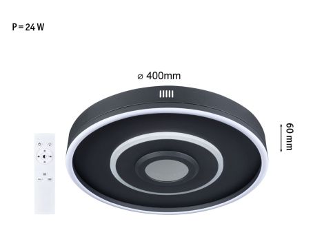 Plafoniera SPACEGLOW Four LED 3D DIM TunW RGB rainbow 22W 1200lm 3000-6500K pilot 230V czarny mat / metal / tworzywo - 14
