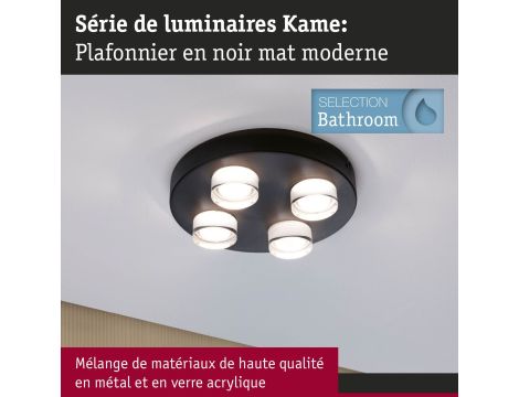 Oprawa ścienna/sufitowa łazienkowa KAME 4x4.2W 2000lm IP44 3000K 230V czarny mat / metal / akryl - 8