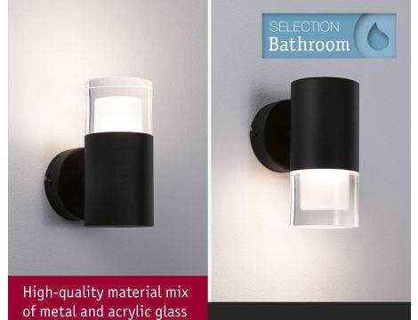 Oprawa ścienna łazienkowa KAME 5W 320lm IP44 3000K 230V czarny mat / metal / akryl - 5