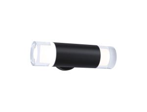 Oprawa ścienna/sufitowa łazienkowa KAME 2x4W 2x460lm IP44 3000K 230V czarny mat / metal / akryl