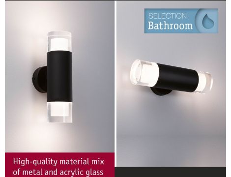 Oprawa ścienna/sufitowa łazienkowa KAME 2x4W 2x460lm IP44 3000K 230V czarny mat / metal / akryl - 3