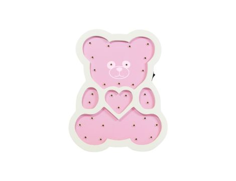 Lampka drewniana nocna dekoracyjna MIŚ RÓŻOWY LED ciepła GOLDLUX (Polux) lampka dla dzieci