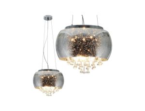 Lampa wisząca sufitowa JULIA szklana chrom kryształki 5x E14 GOLDLUX