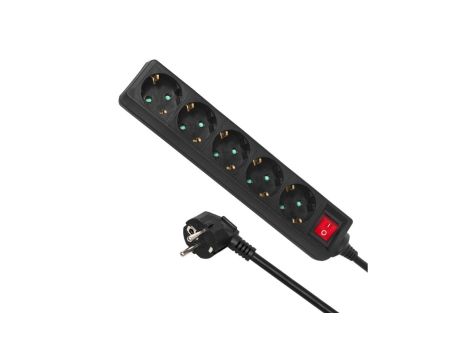 Listwa zasilająca przedłużacz 5 gniazd z wył czarny typ niemiecki 5m Maclean Energy MCE227G 3500W MCE227