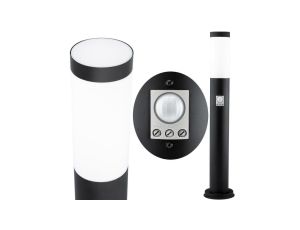 Lampa Ogrodowa Zewnętrzna E27 CZARNY SŁUPEK 65cm z Czujnikiem Ruchu i Zmierzchu