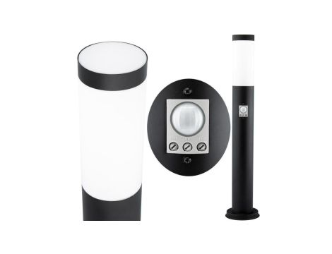 Lampa Ogrodowa Zewnętrzna E27 CZARNY SŁUPEK 65cm z Czujnikiem Ruchu i Zmierzchu