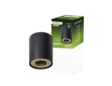 Oprawa Natynkowa HALOGENOWA Spot Tuba Ruchoma AMAT-L GU10 Okrągła CZARNO-ZŁOTA 115mm LUMILED