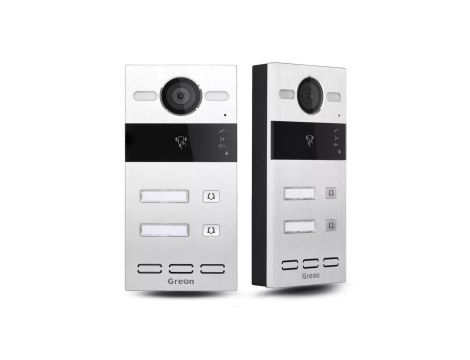 GREON IP GR-OS10-2B Panel zewnętrzny wideo natynkowy, 2-przyciskowy, czytnik RFID 125kHz/13,56MHz, PoE, 2 przekaźniki