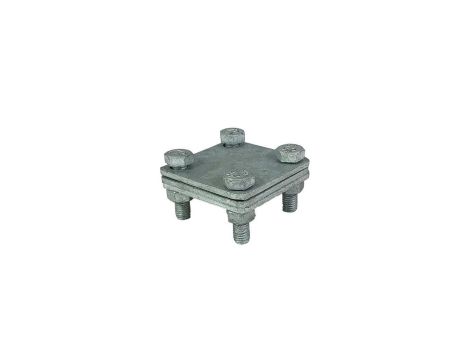 Złącze krzyżowe bednarka-bednarka z przekładką, 4xM8, ocynk ogniowy