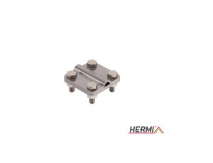 Złącze krzyżowe nierdzewne 4xM8 z przekładką bednarka-drut