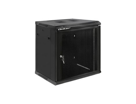 Qoltec Szafa RACK 19 12U 600 x 635 x 450 Perforowane drzwi Wisząca Stalowa obudowa Zamek Czarna