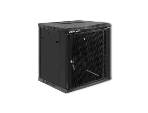 Qoltec Szafa RACK 19 12U 600 x 635 x 600 Perforowane drzwi Wisząca Stalowa obudowa Zamek Czarna