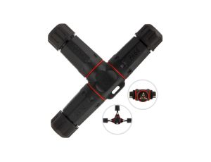 Mufa z dławikami 3x2,5mm2 IP68 PA66 250V trójnik T czarna NEKU