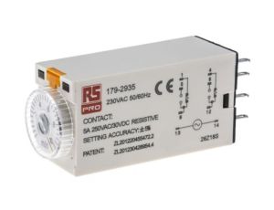 Przekaźnik czasowy zwłoczny jednofunkcyjny 0.5 → 10min DPDT 2-stykowy DPDT 230V ac