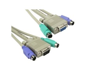 Kabel KVM, dł. 10m - Męskie złącze 10 MTR PS2, męskie SVGA - Żeńskie SVGA, męskie PS2, kolor: Szary, RS PRO