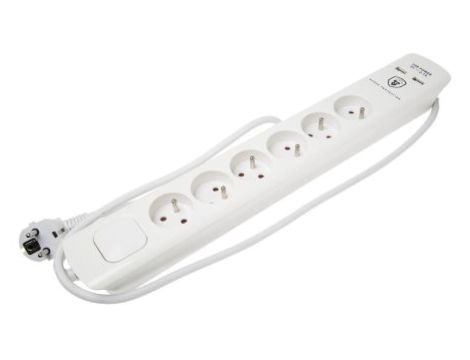 1.5m Przedłużacz 1,5 mm 6 gniazda 250 V Biały Tak Listwa z gniazdami