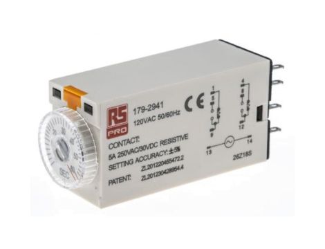 Przekaźnik czasowy zwłoczny jednofunkcyjny 2 → 60s DPDT 2-stykowy DPDT 110V ac