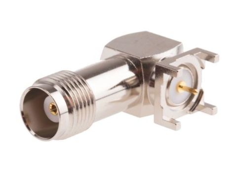 Złącze koncentryczne, 50, Żeński, Lutowane, Montaż na płytce drukowanej