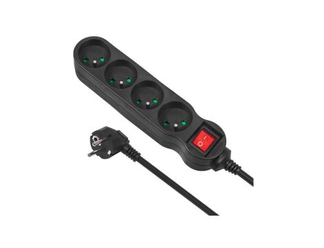 Listwa zasilająca przedłużacz 4 gniazda z wył czarny 5m Maclean Energy MCE182 2300W MCE182
