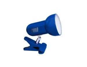 Lampka na biurko mocowana na klips kolor niebieski metalowa duży gwint E27