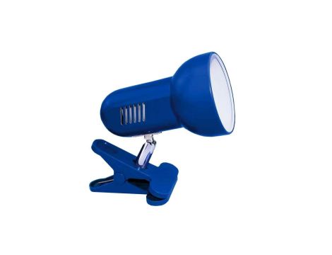 Lampka na biurko mocowana na klips kolor niebieski metalowa duży gwint E27