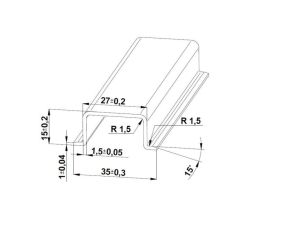 Szyna TS 35x15 ocynk (pełna) - 2000 mm (za szt.)