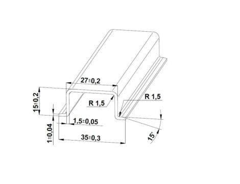 Szyna TS 35x15 ocynk (pełna) - 2000 mm (za szt.)