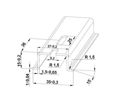 Szyna TS 35x15 ocynk (perforowana 5,2x25mm) - 2000 mm (za szt.)