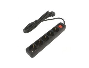 PS1-05F-0300-BK Przedłużacz sieciowy 3x1,5mm2 Schuko Gniazda: 5 guma czarny