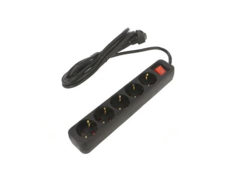 PS1-05F-0300-BK Przedłużacz sieciowy 3x1,5mm2 Schuko Gniazda: 5 guma czarny